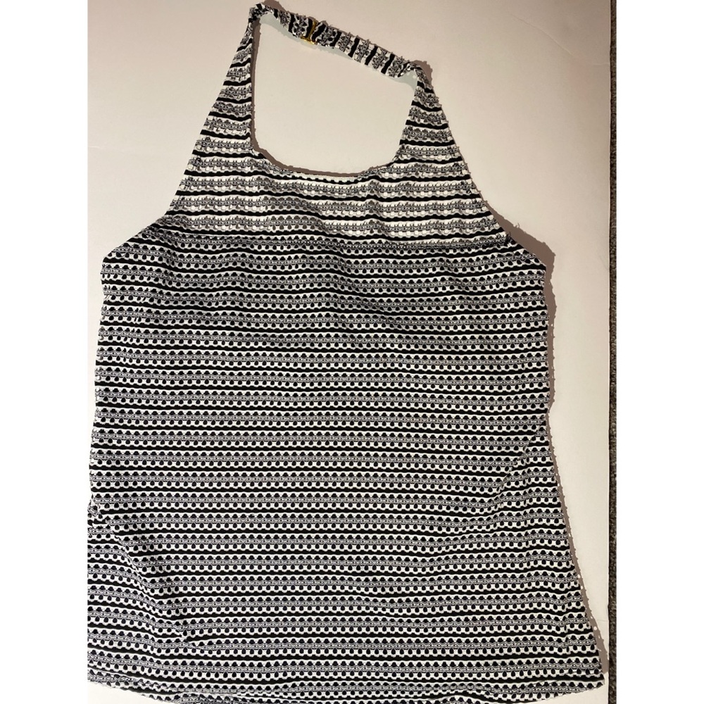Anne cole black and white crochet tankini halter swimsuit